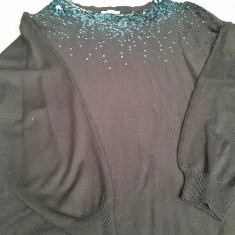 MONSOON LADIES BLACK SEQUINED JUMPER SIZE M 