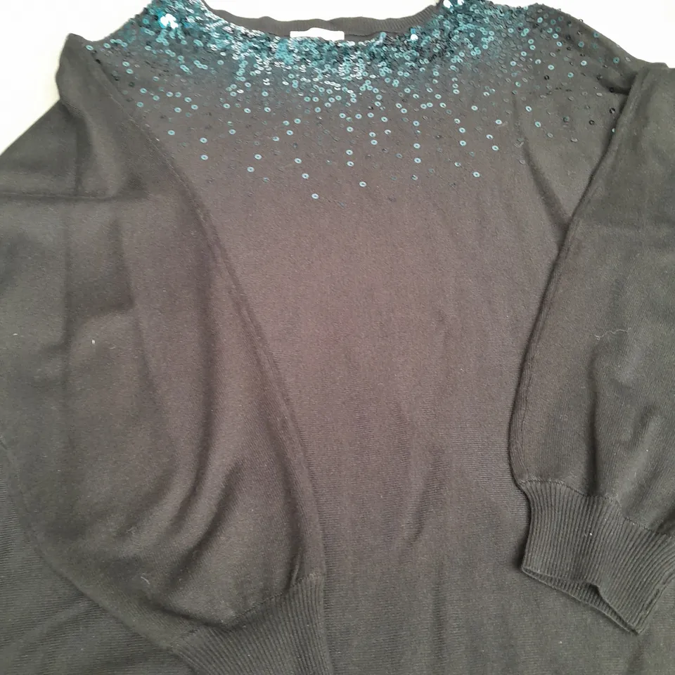 MONSOON LADIES BLACK SEQUINED JUMPER SIZE M 