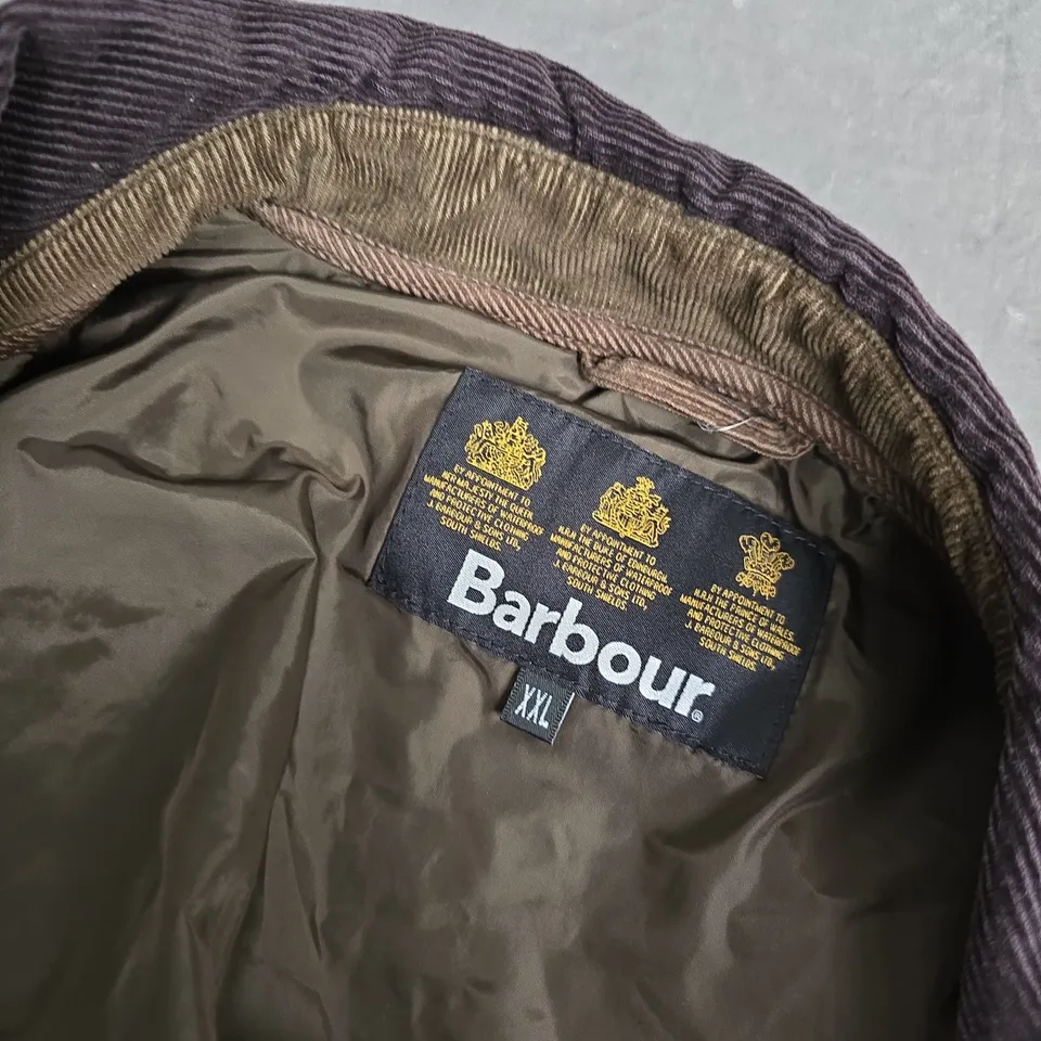 BARBOUR QUILTED JACKET – UK XXL – CORD COLLAR, BROWN