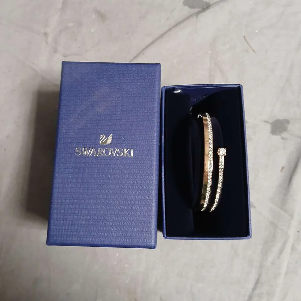 SWAROVSKI CRYSTAL BANGLE SET – ROSE GOLD TONE WITH PAVÉ CRYSTALS, BOXED