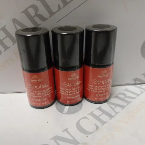 BOX OF APPROXIMATELY 50 X 8ML VIALS OF ALESSANDRO STRIPLAC NAIL POLISH IN RIBBON RED