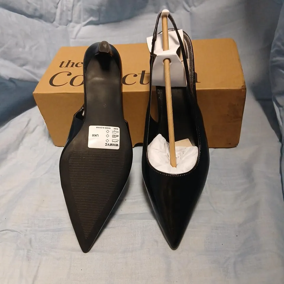 THE VERY COLLECTION BLACK PATENT SLINGBACK HEELS SIZE 6