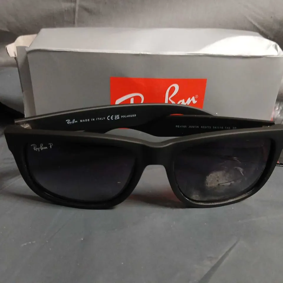 RAY-BAN RB4145 JUSTIN SUNGLASSES – BLACK MATTE, POLARISED (MADE IN ITALY)