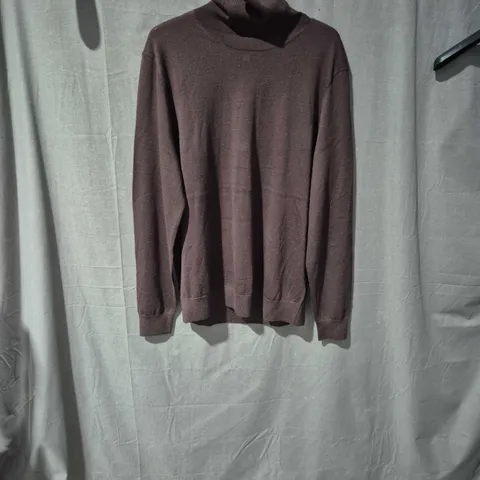 MEN'S BROWN KNIT ROLL-NECK JUMPER, SIZE M (CHEST 38-40IN)
