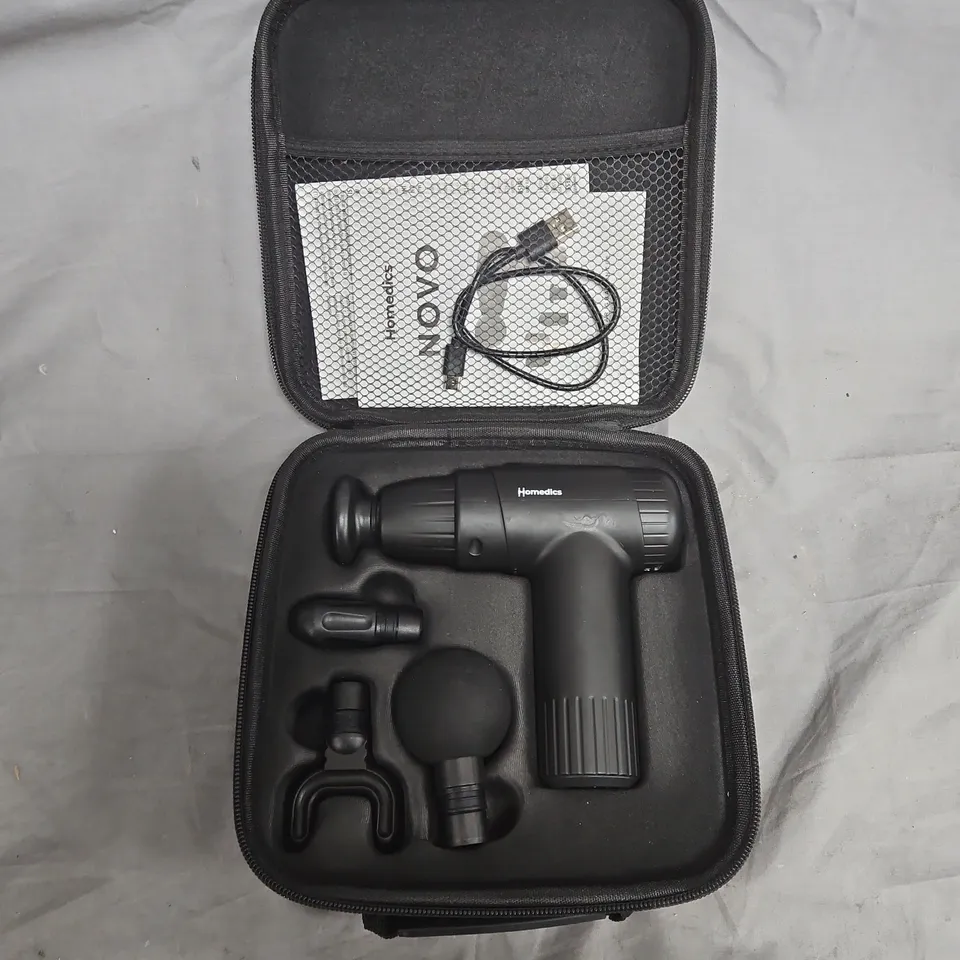 BOXED HOMEDICS NOVO MINI MASSAGE GUN – WITH TRAVEL CASE