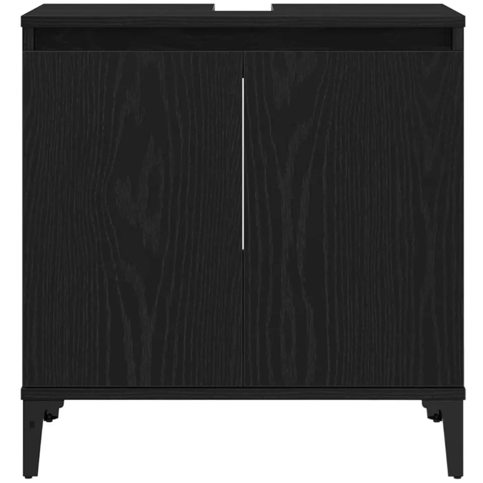 BOXED SINK CABINET BLACK OAK ENGINEERED WOOD MEDIUM BATHROOM CABINET (1 BOX)