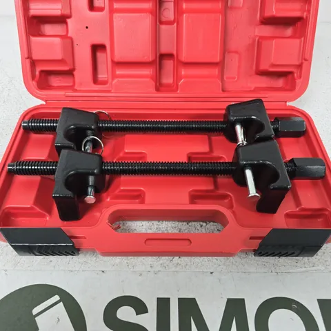 TWO LONG-BAR SCREW CLAMP SET IN RED CARRY CASE 