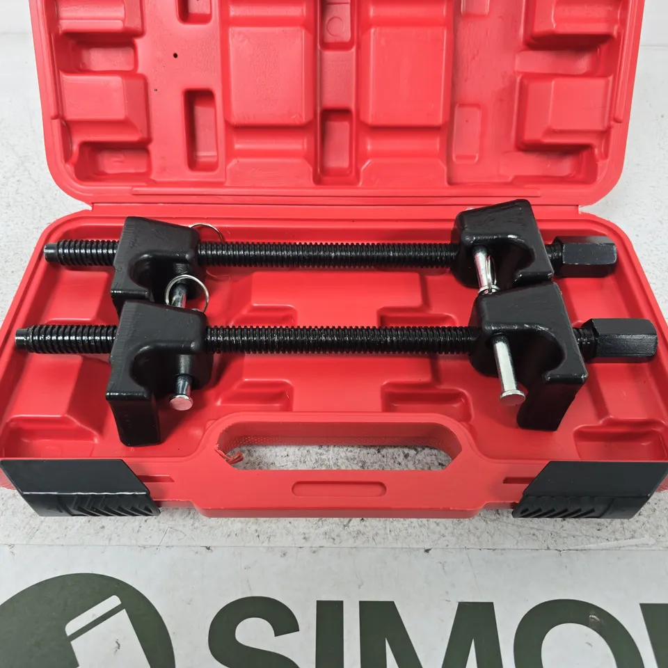 TWO LONG-BAR SCREW CLAMP SET IN RED CARRY CASE