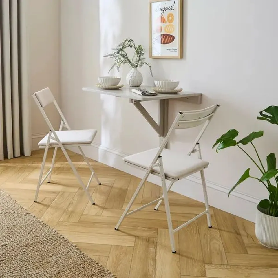 BOXED LYNTON WALL MOUNTED 2 SEATER FOLD DOWN TABLE (1 BOX)