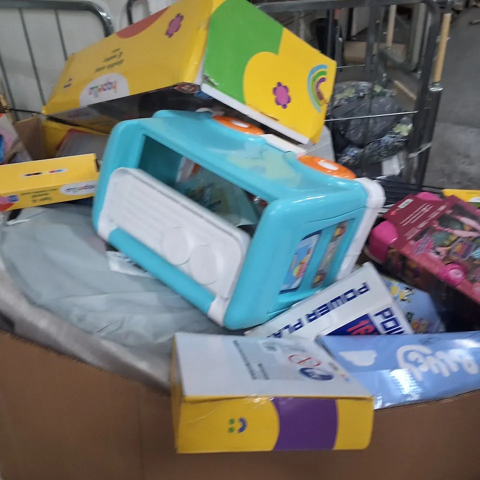 PALLET OF ASSORTED HOUSEHOLD GOODS AND PRODUCTS TO INCLUDE;WATER TABLE,STORAGE BOX,BLANKET,MINI GAME,BUBBLE MACHINE