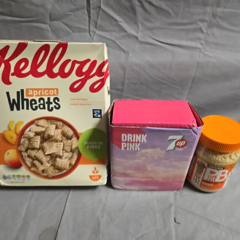 APPROXIMATELY 5 ASSORTED FOOD &DRINK ITEMS TO INCLUDE KELLOGGS, 7UP AND PEANUT BUTTER POWDER  - COLLECTION ONLY