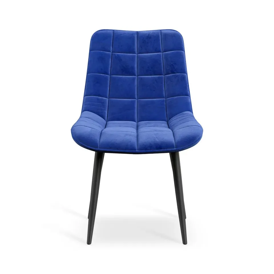 BOXED SET OF 2 NOVA VELVET DINING CHAIRS - BLUE (1 BOX)