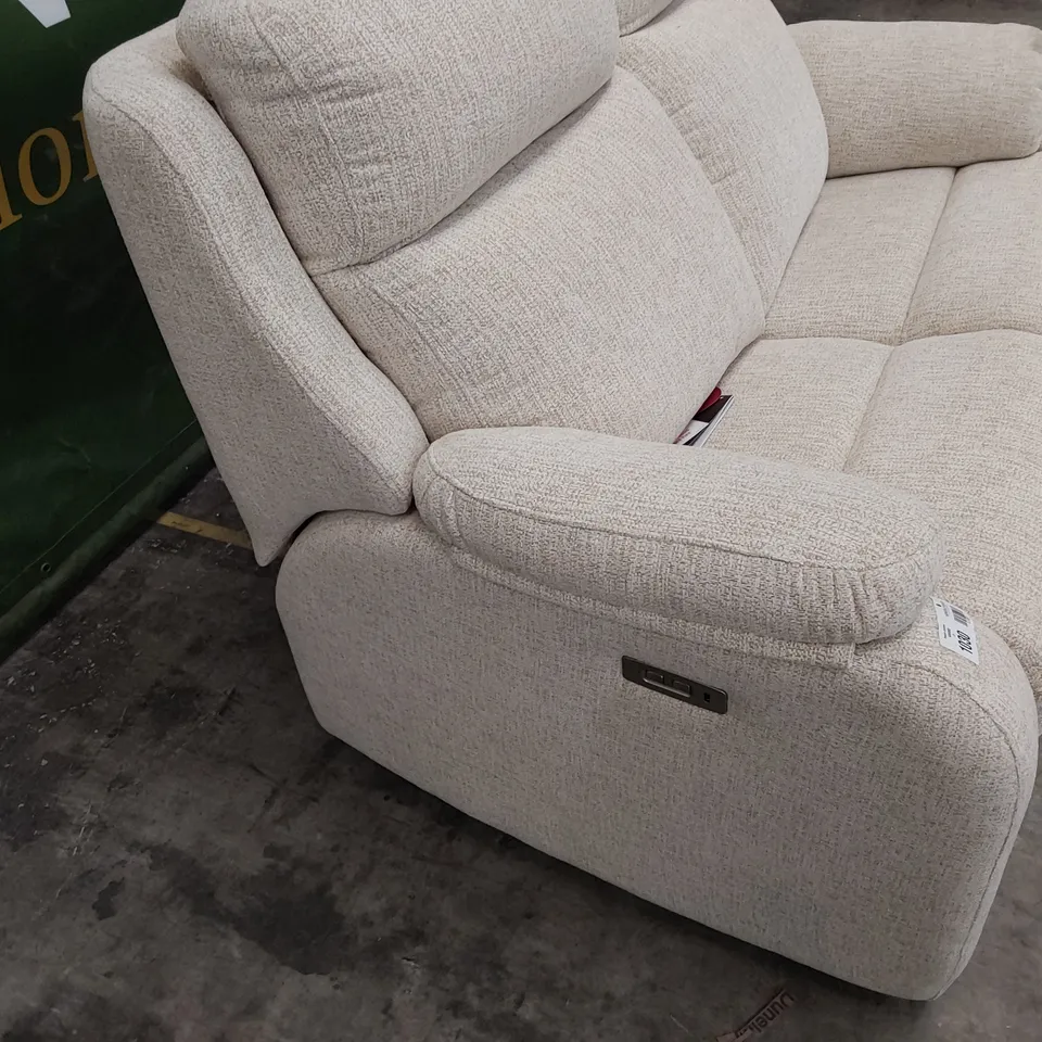 QUALITY BRITISH DESIGNER G PLAN KINGSBURY POWER RECLINING TWO SEATER SOFA RUSH CREAM FABRIC 