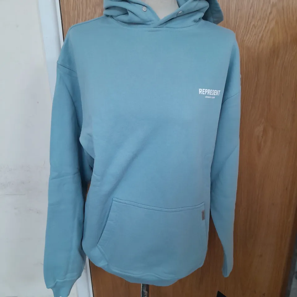 REPRESENT OWNER'S CLUB JERSEY HOODIE IN POWDER BLUE SIZE XS