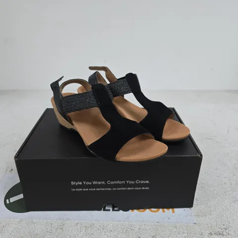 VIONIC WOMEN'S BLACK STRAPPY CORK WEDGE SANDALS SIZE 7 BOXED