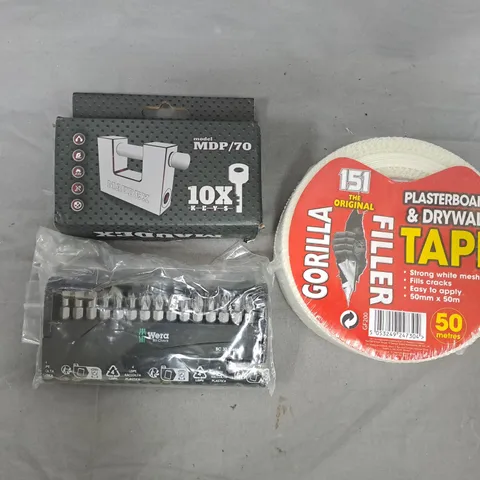APPROXIMATELY 10 ASSORTED HOUSEHOLD ITEMS TO INCLUDE GORILLA TAPE, ETC