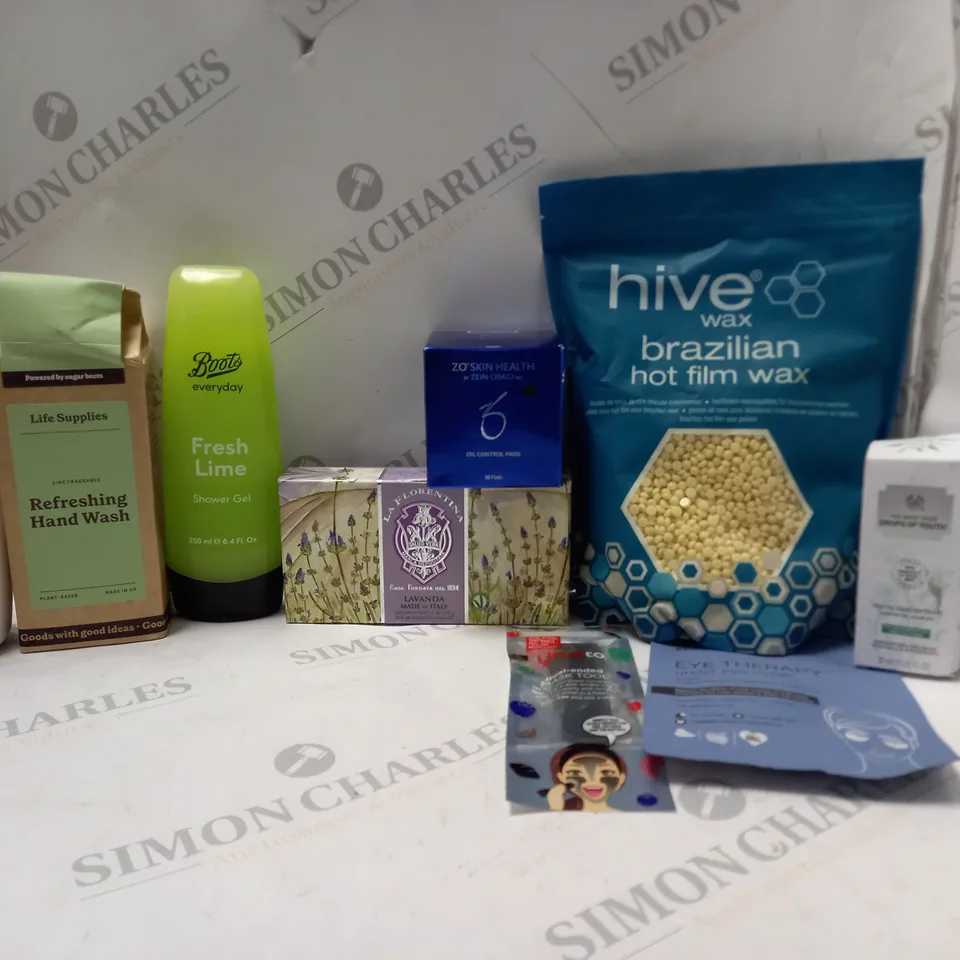 LOT OF BEAUTY PRODUCTS TO INCLUDE HIVE WAX, ETC