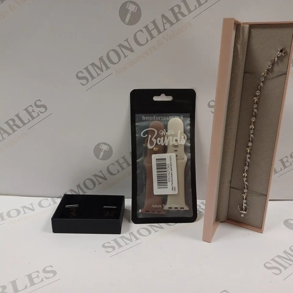 BOX OF APPROX 20 ASSORTED ITEMS TO INCLUDE DIAMONIQUE BRACELET, HOWSON LONDON CUFF LINKS, SMART WATCH STRAPS, ETC. 