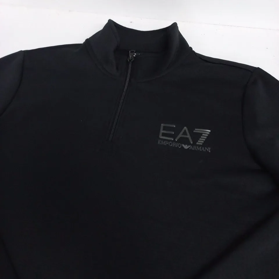 EA7 EMPORIO ARMANI MEN'S BLACK QUARTER‑ZIP SWEATSHIRT - SIZE UNSPECIFIED