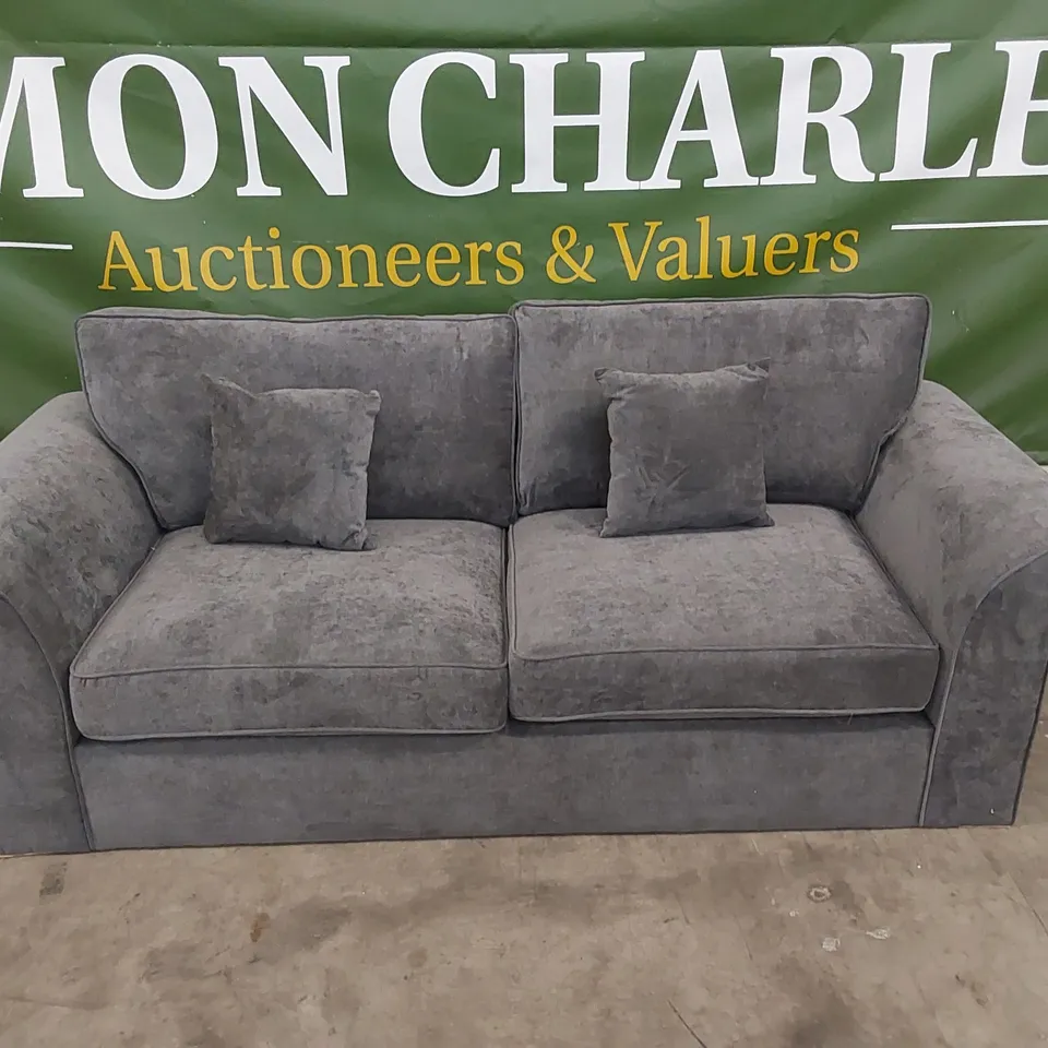 DESIGNER BEATRICE 3 SEATER FABRIC UPHOLSTERED SOFA - CHARCOAL