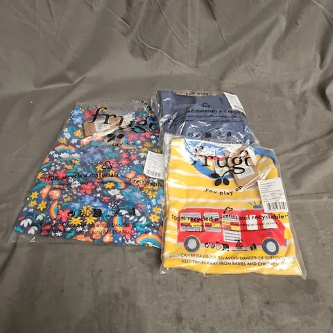 FRUGI LOT OF 3 ASSORTED KIDS CLOTHING ITEMS TO INCLUDE - SOFIASKATER DRESS IN WINTER HEDGEGROW SIZE 7-8YRS - ORION APPLIQUE TOP IN BUMBLEBEE BRETON SIZE 3-4YRS - CHARACTER CRAWLERS JOGGERS IN NAVY SIZ