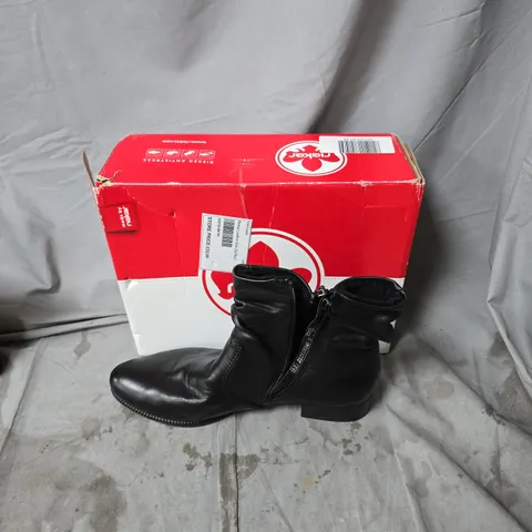 RIEKER WOMEN'S BLACK LEATHER ANKLE BOOTS WITH ZIP - SIZE EUR 42 