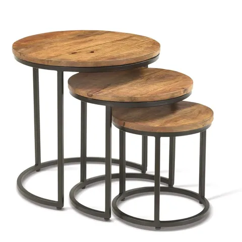 BOXED ROUND SIDE TABLES PLANO - MANGO