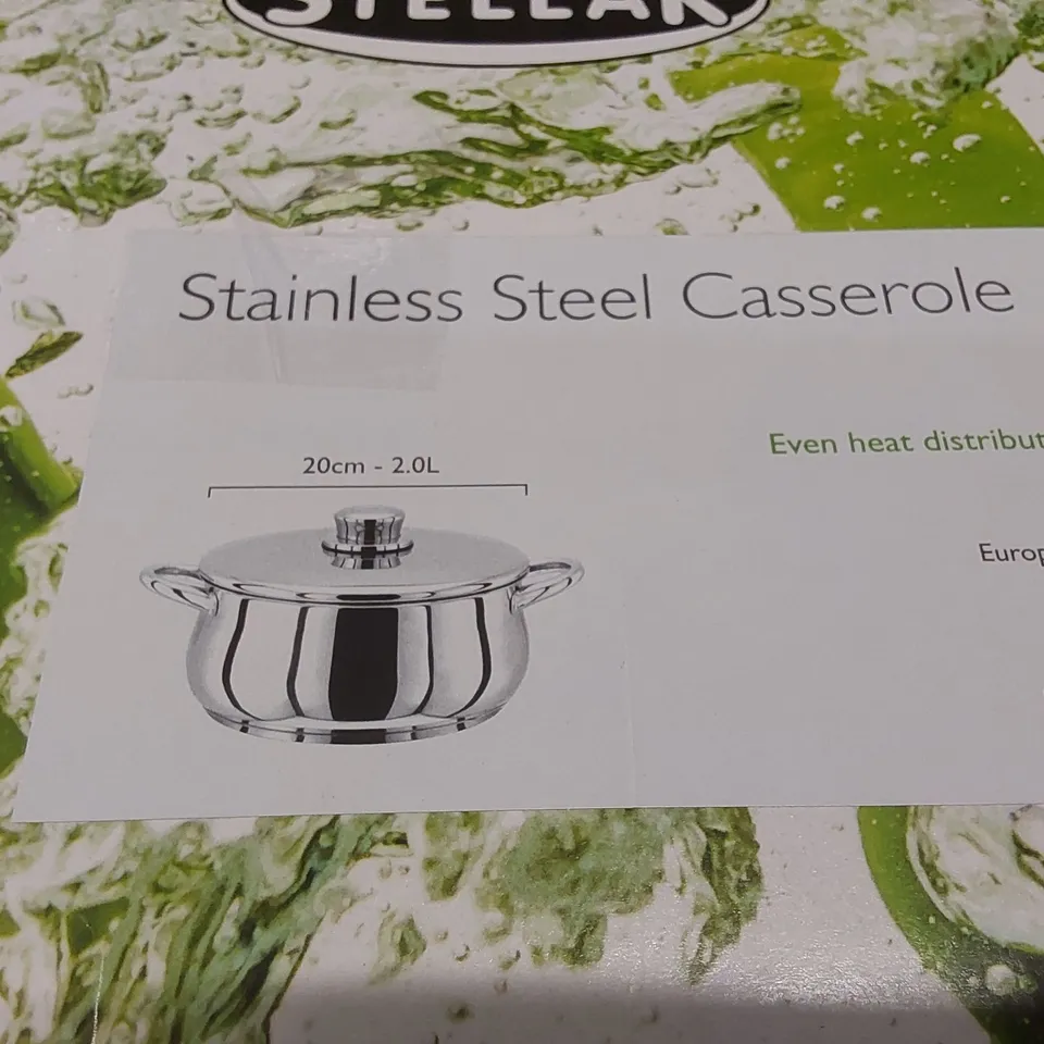 BOXED STELLAR 1000 18/10 STAINLESS STEEL CASSEROLE DISH