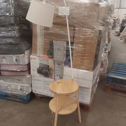 VALUELIGHTS LIGHT WOOD TRIPOD STORAGE FLOOR LAMP WITH SHELVES 