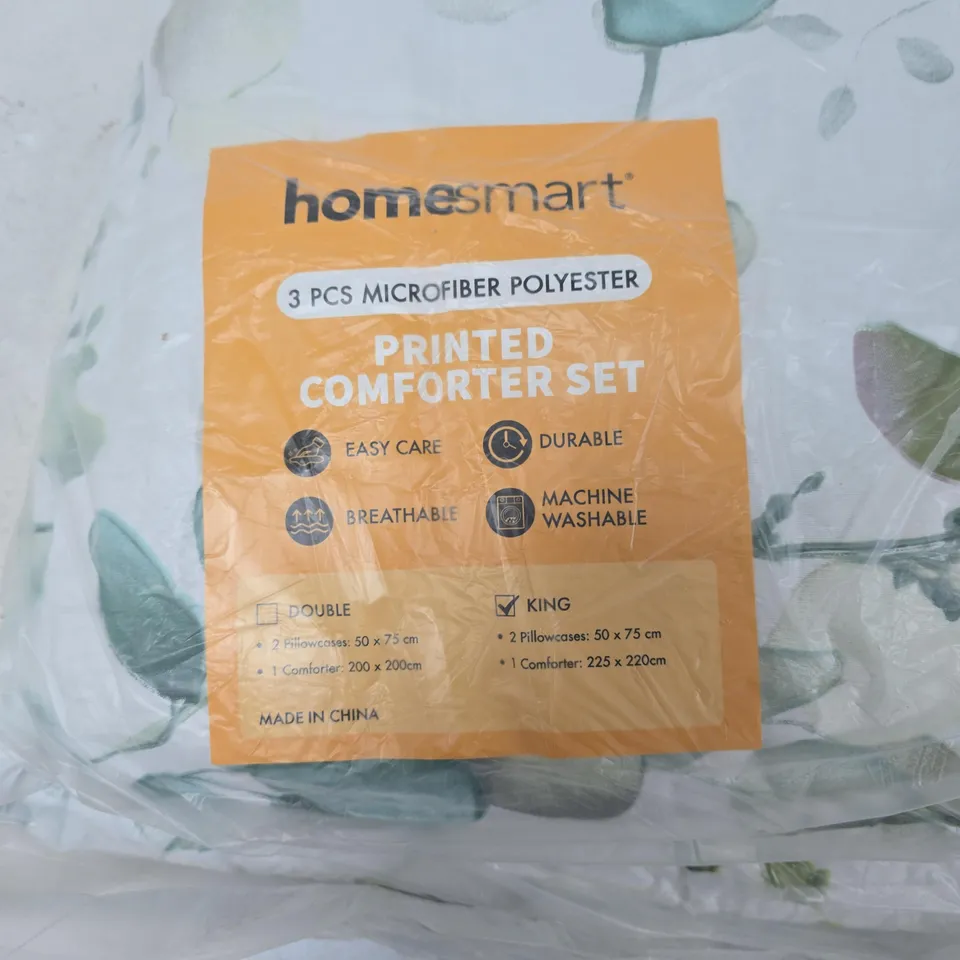 HOMESMART PRINTED MICROFIBER POLYESTER KING COMFORTER SET – 3 PIECES
