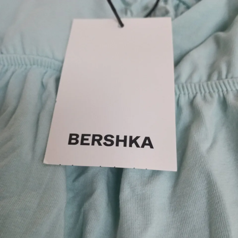 BERSHKA WOMEN’S LIGHT BLUE SLEEVELESS TOP WITH STRAPS – SIZE S