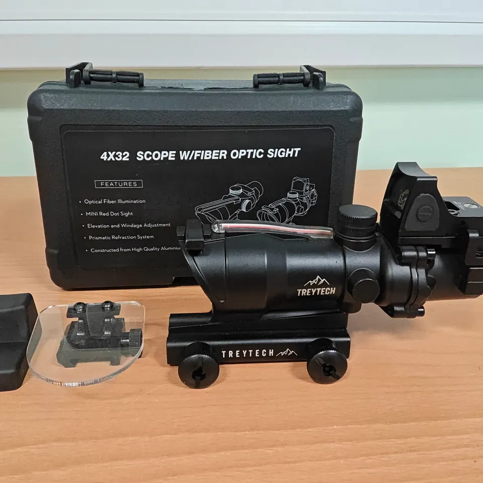 TREYTECH 4X32 SCOPE WITH FIBER OPTIC SIGHT – MOUNT & CASE
