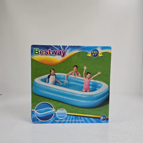 BESTWAY INFLATABLE FAMILY POOL – 2.62M X 1.75M X 0.51M (8'7\" X 69\" X 20\")