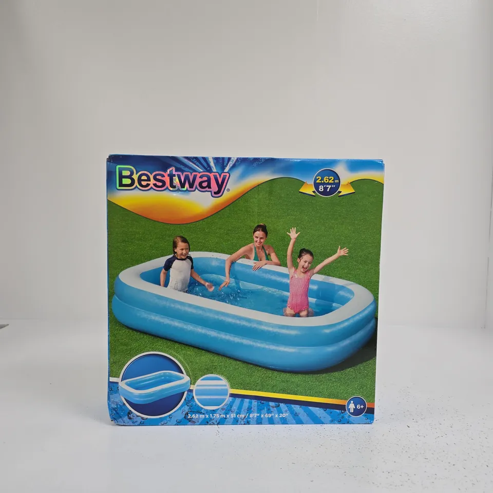 BESTWAY INFLATABLE FAMILY POOL – 2.62M X 1.75M X 0.51M (8'7\" X 69\" X 20\")