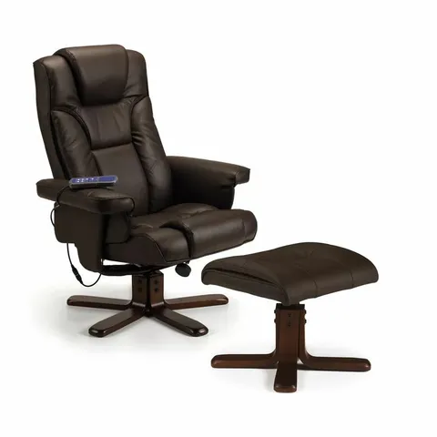 BOXED OUTEN MASSAGE MANUAL SWIVEL RECLINER WITH FOOTSTOOL - BROWN (1 BOX)