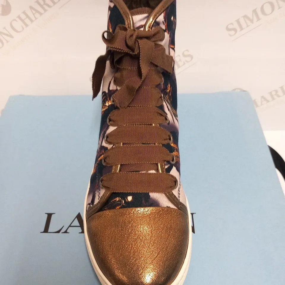 BOXED PAIR OF LANVIN BASKET HIGH TOP SNEAKER GOLD SIZE 37