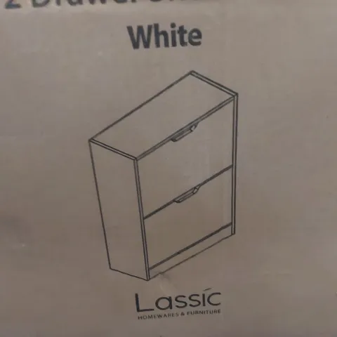BOXED 12 PAIR SHOE STORAGE CABINET - WHITE (1 BOX)