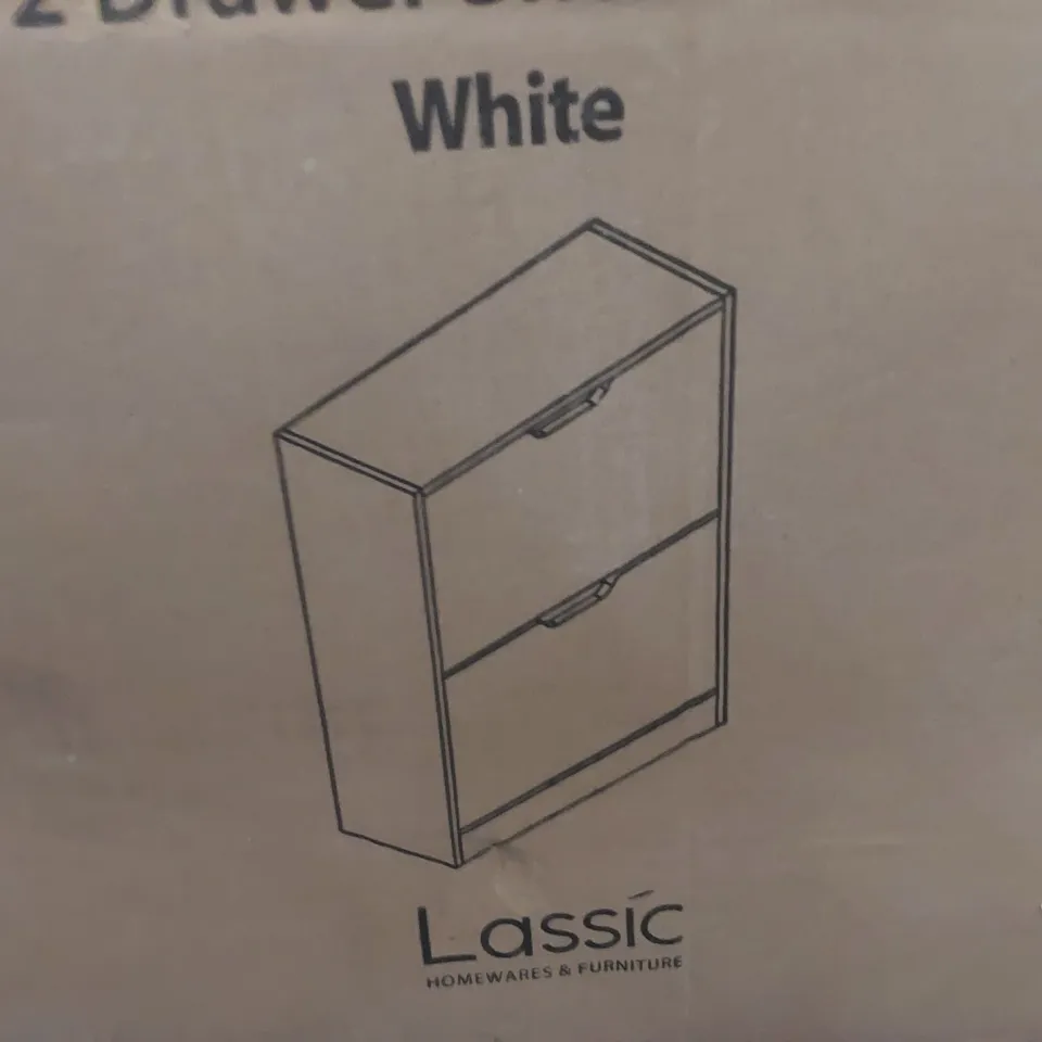 BOXED 12 PAIR SHOE STORAGE CABINET - WHITE (1 BOX)