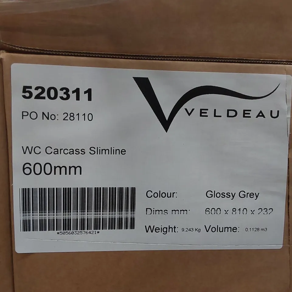 PALLET CONTAINING A LARGE QUANTITY OF BATHROOM FURNITURE PARTS INCLUDING: VELDEAU WC SLIMLINE CARCASSES ECT
