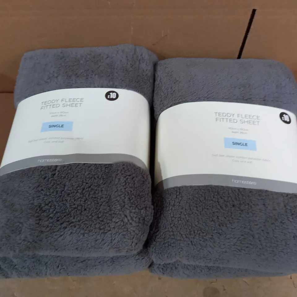 HOMESTORE TEDDY FLEECE FITTED SHEET SINGLE x2