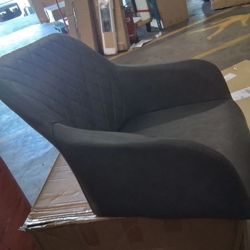 BOXED PAIR OF MOREE DINING CHAIRS PU LEATHER - DARK GREY 