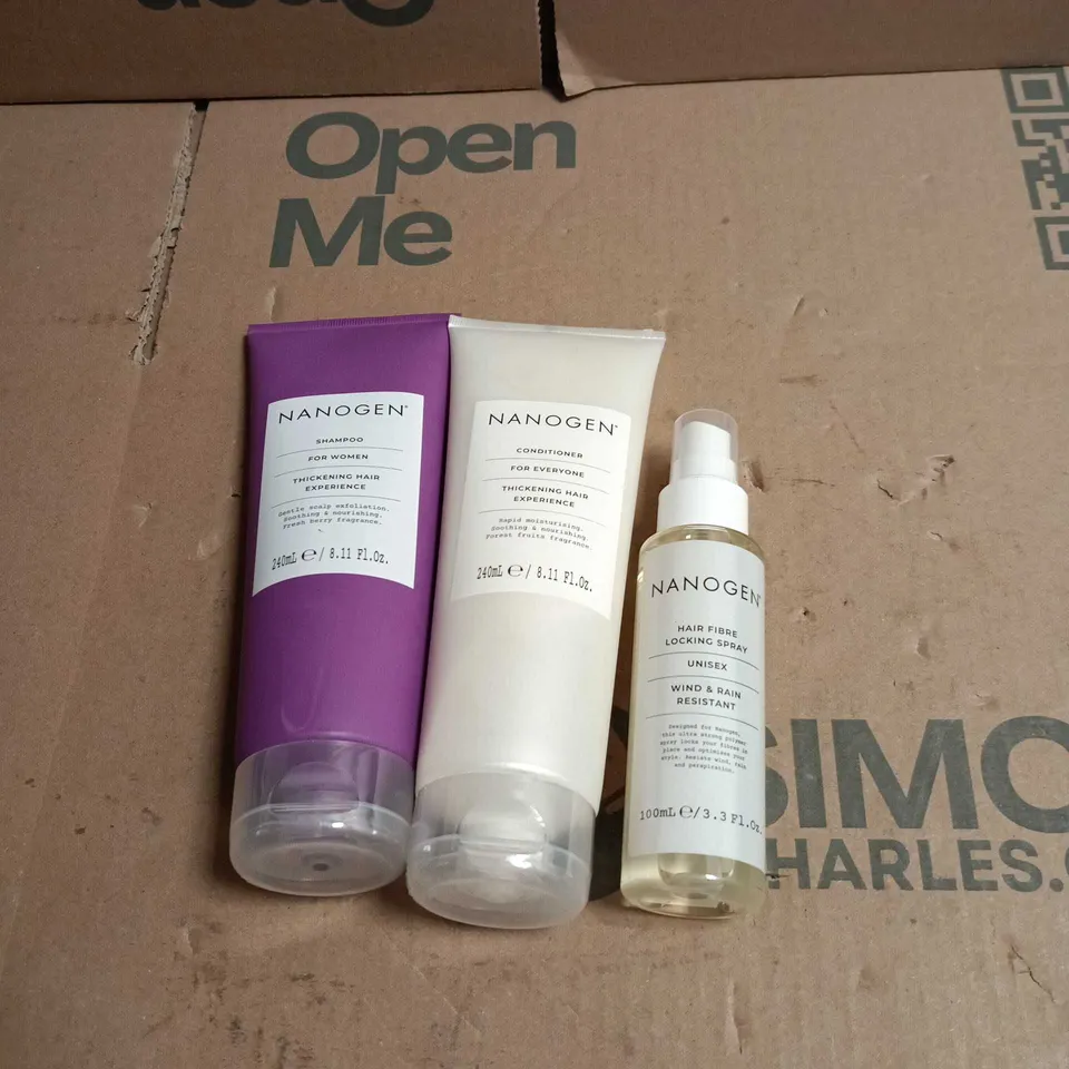 3 X NANOGEN HAIR CARE PRODUCTS TO INCLUDE THICKENING HAIR SHAMPOO ETC UNBOXED