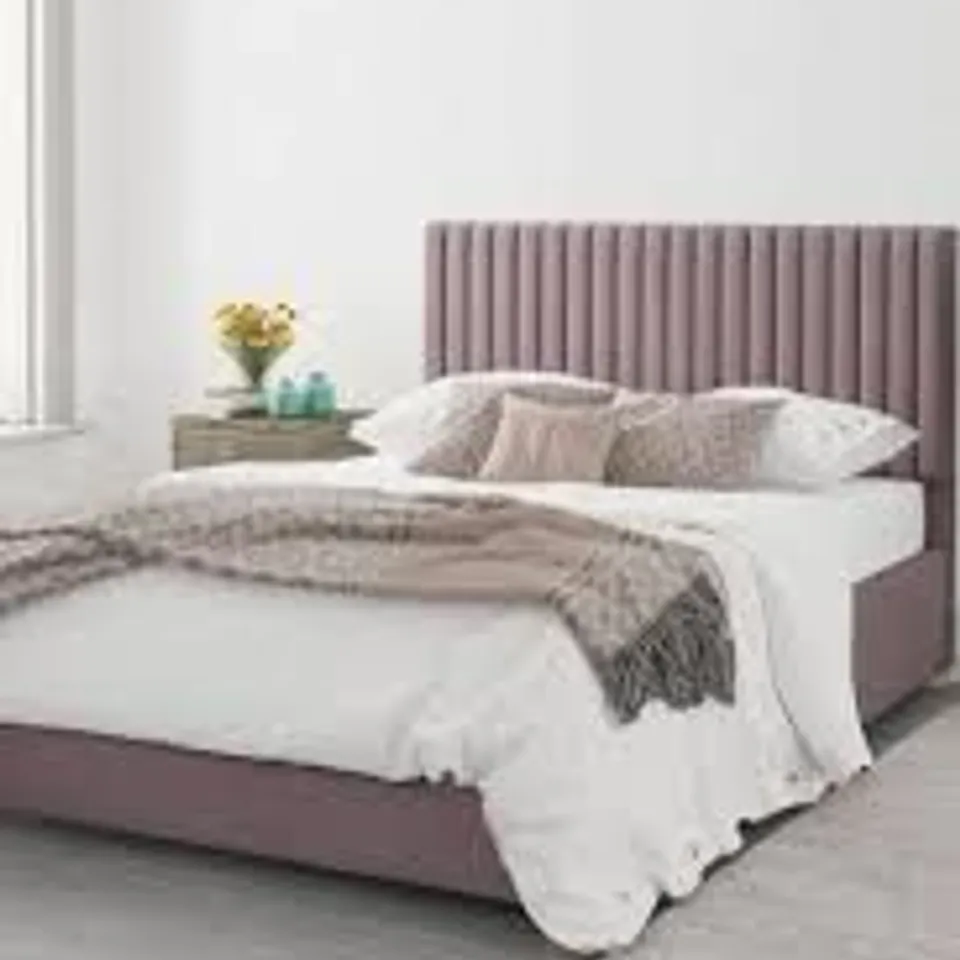 GRANT OTTOMAN BED - VELVET BLUSH. SIZE UNSPECIFIED (2 BOXES)