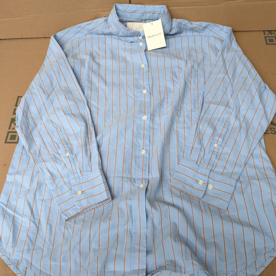 GANT OS LUXURY OXFORD BD STRIPED SHIRT IN MUTED BLUE - SIZE 42