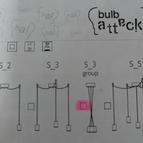 BOXED BULB ATTACK 3 LIGHT CEILING PEDANT LIGHT CERO