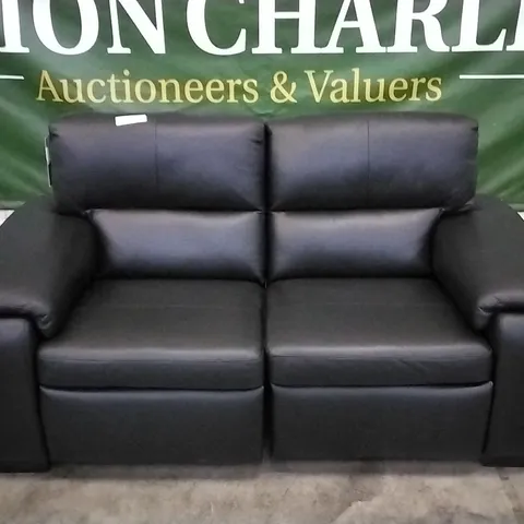 QUALITY ITALIAN DESIGNER GRADO POWER RECLINER LOVESEAT IN BLACK LEATHER