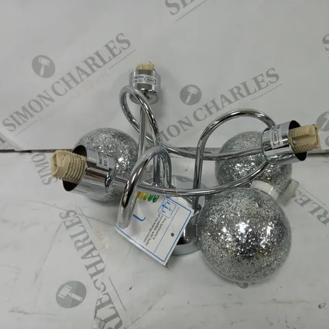 BOXED FIRST CHOICE LIGHTING 3 LIGHT SEMI FLUSH CEILING LIGHT, CHROME GLITTER