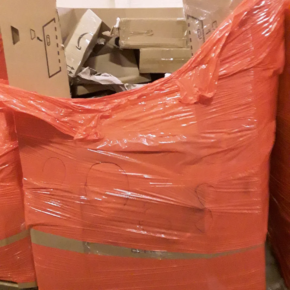 PALLET OF ASSORTED PRODUCTS INCLUDING TOILET SEAT, FLOOR COAT RACK, STORAGE BOX, ELECTRIC CLOTHES DRYER, OLARHIKE DOUBLE HIGH AIR MATTRESS 