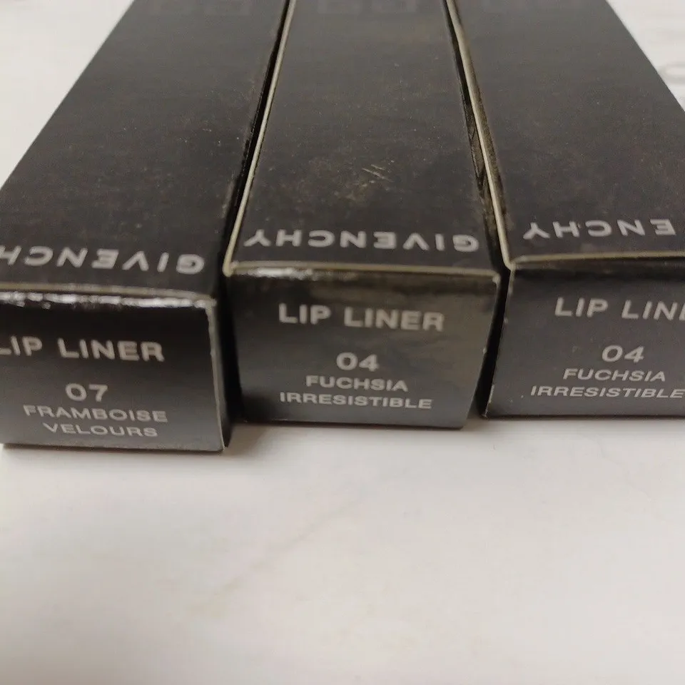 LOT OF 3 ASSORTED GIVENCHY LIP LINERS TO INCLUDE 07 FRAMBOISE VELOURS, 2 X 04 FUCHSIA IRRESISTIBLE 