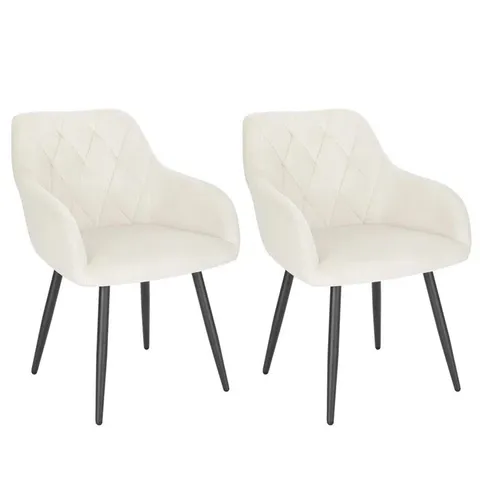 BOXED ALVION TUFTED VELVET ARMCHAIR, CREAM - SET OF 2 (1 BOX)